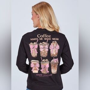 Assorted Sizes: Simply Southern Nicer Coffee Long Sleeve Graphic T-Shirt-NWT